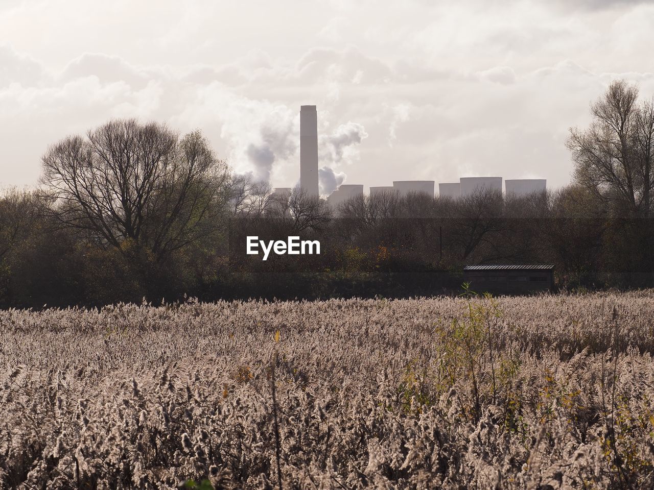 SMOKE STACKS AGAINST SKY