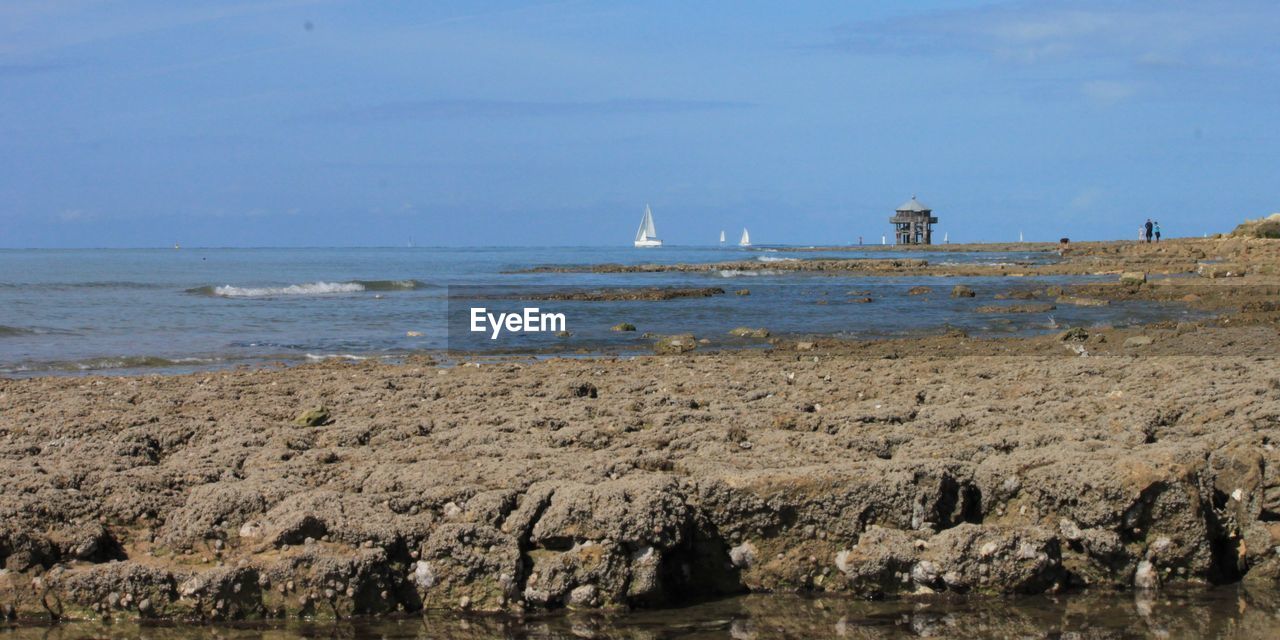 Scenic view of beach against sky