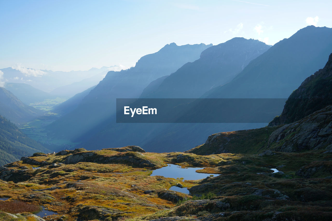 Scenic view of mountains against sky