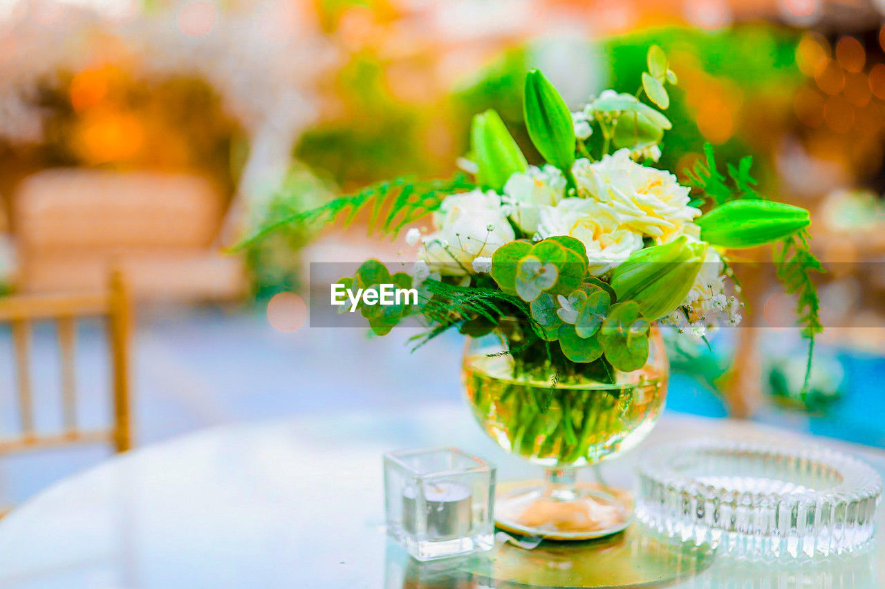 Close-up of flowers in vase on table