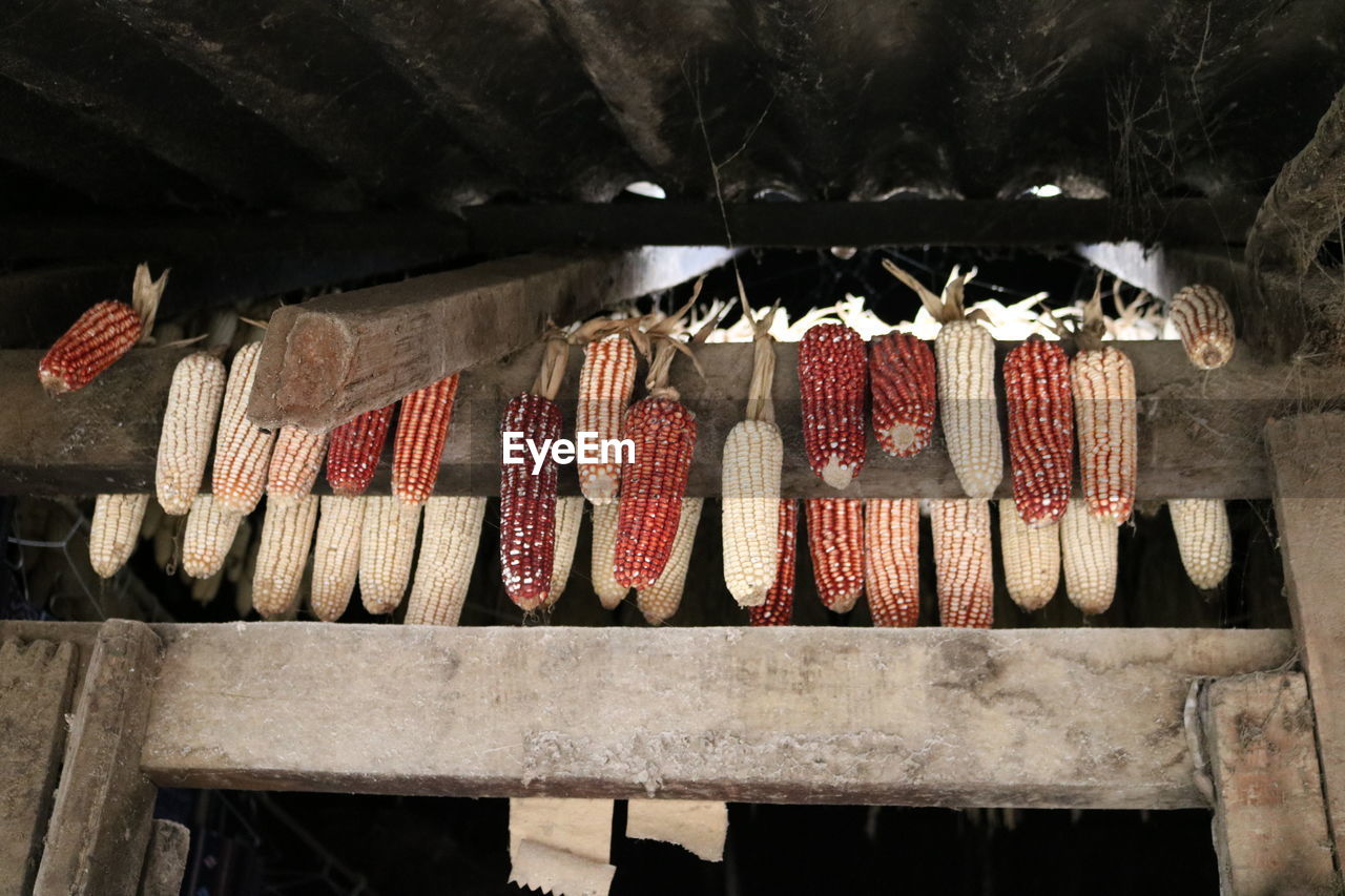 CLOTHES HANGING IN MARKET STALL