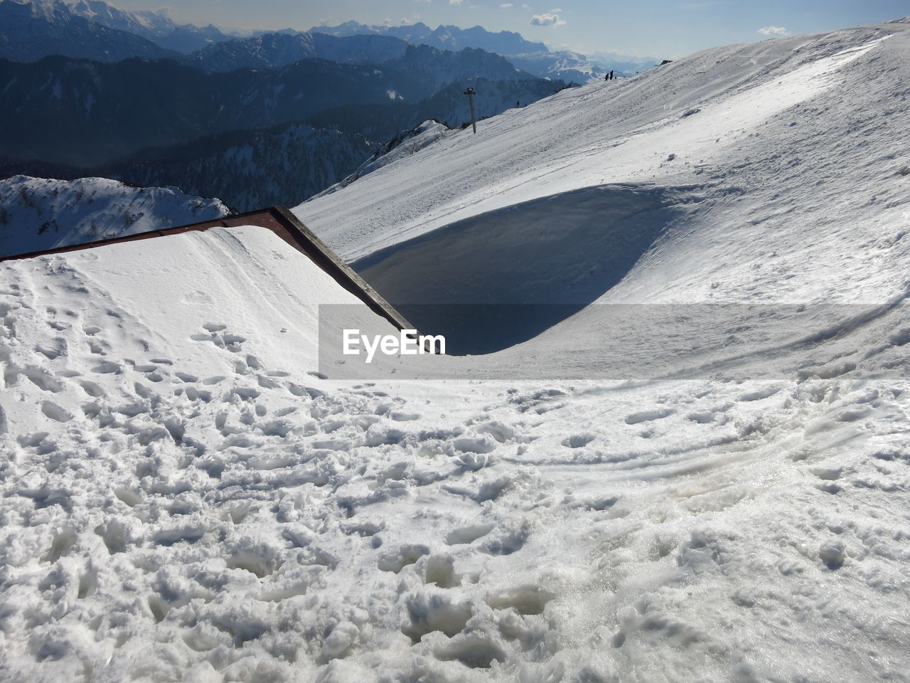 Scenic view of snow mountains against sky