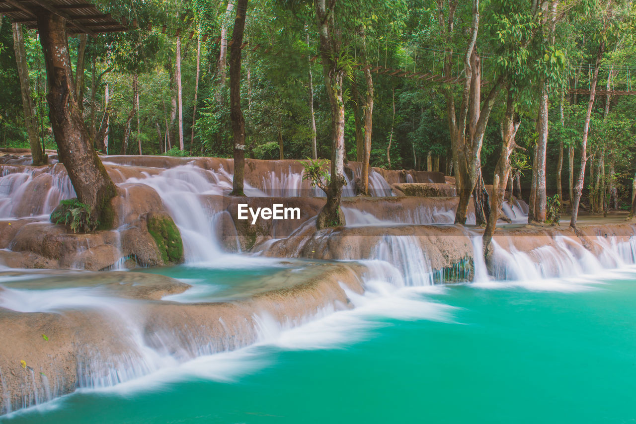 Wonder tad sae waterfalls at luang prabang, laos. waterfall in rain forest.