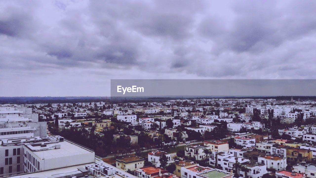 High angle view of townscape against sky