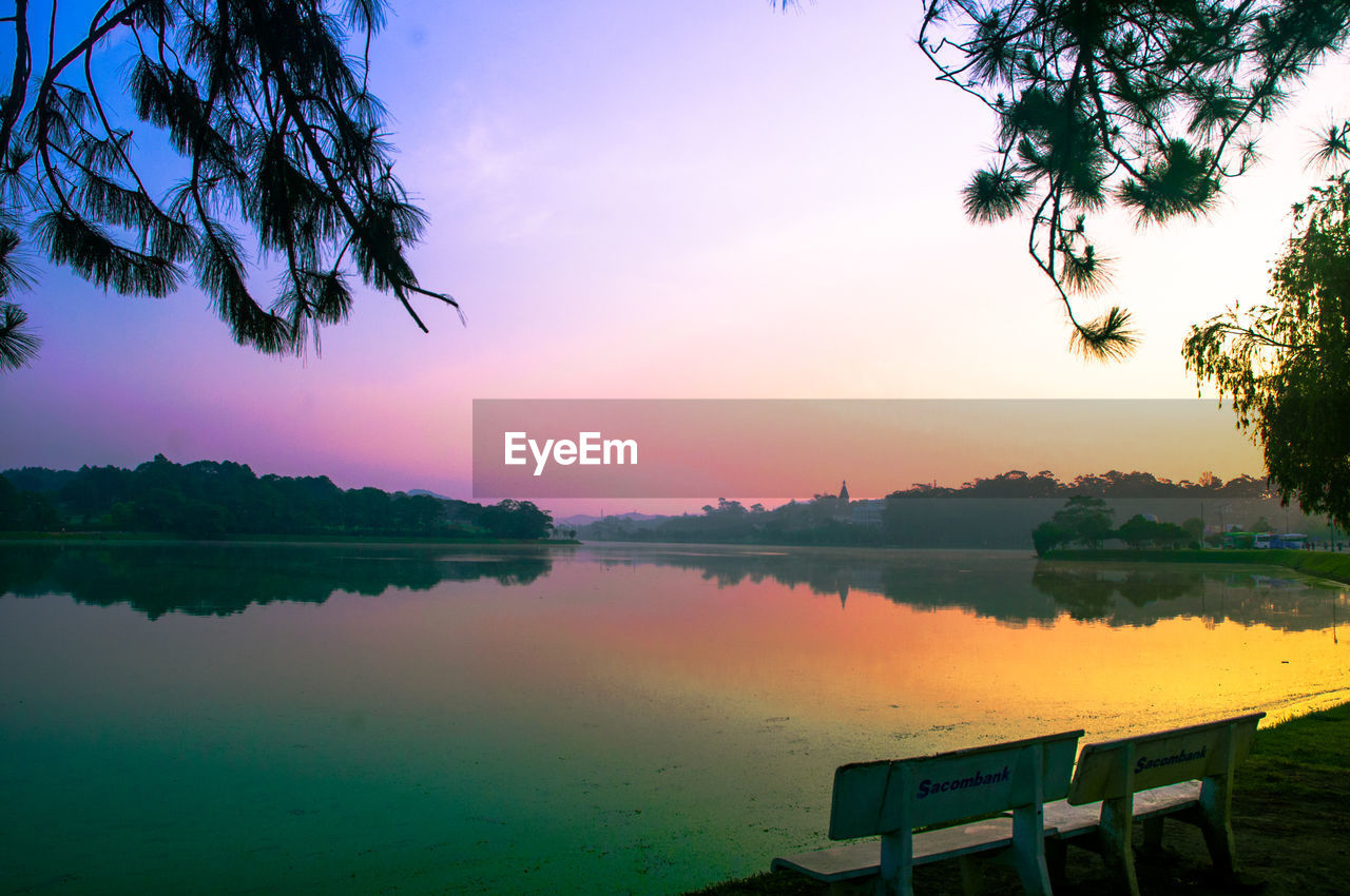 LAKE AGAINST SKY DURING SUNSET