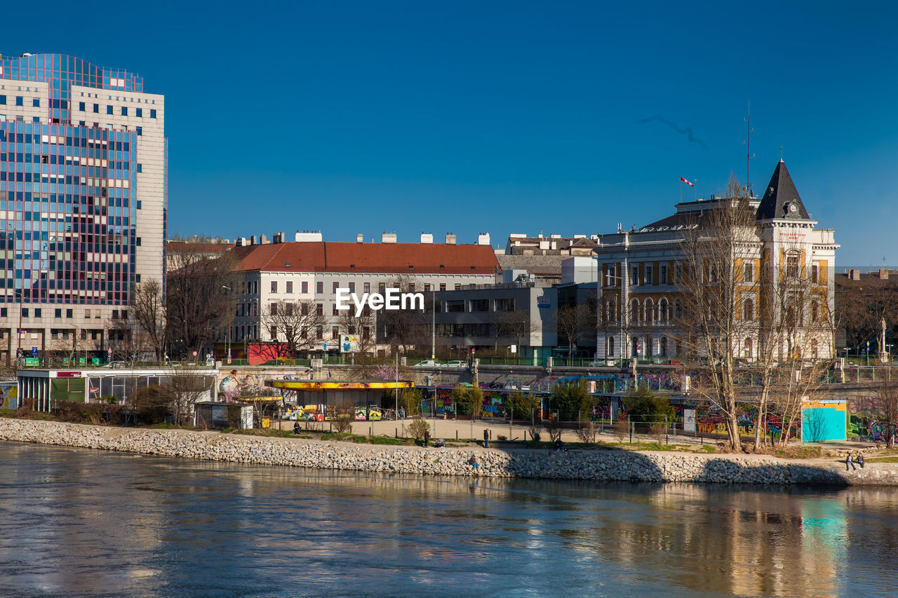 The danube canal seen from the aspern bridge in vienna