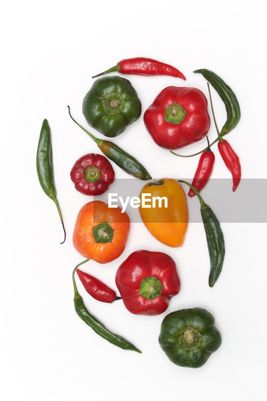 HIGH ANGLE VIEW OF TOMATOES ON WHITE SURFACE