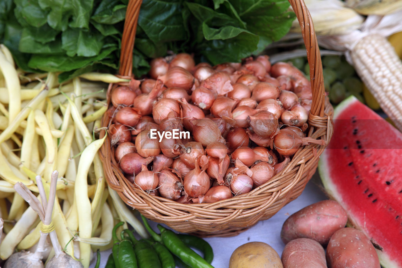 Different types of fruits and vegetables for sale exposed in scitarjevo, croatia