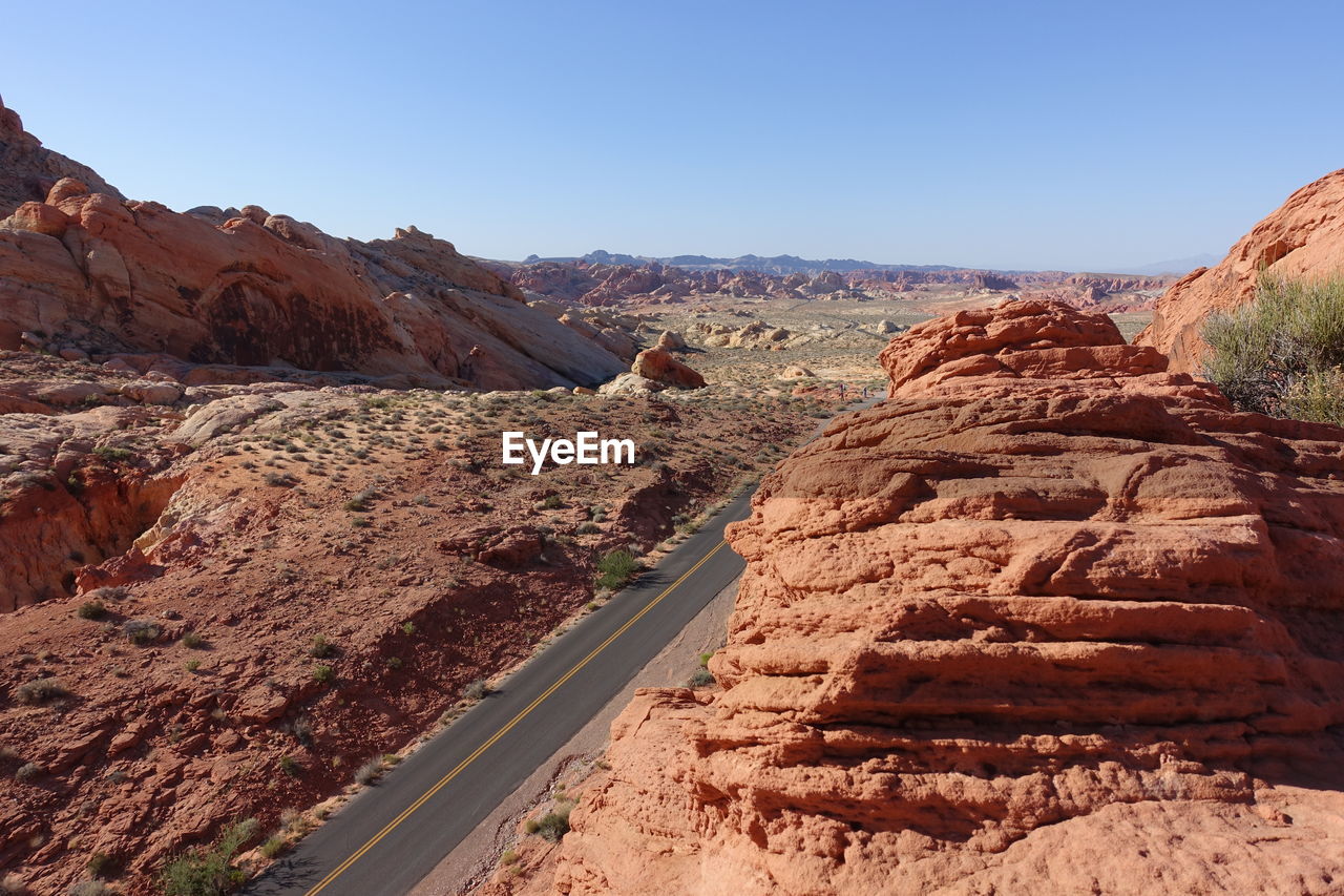 Scenic view of valley of fire state park against clear sky