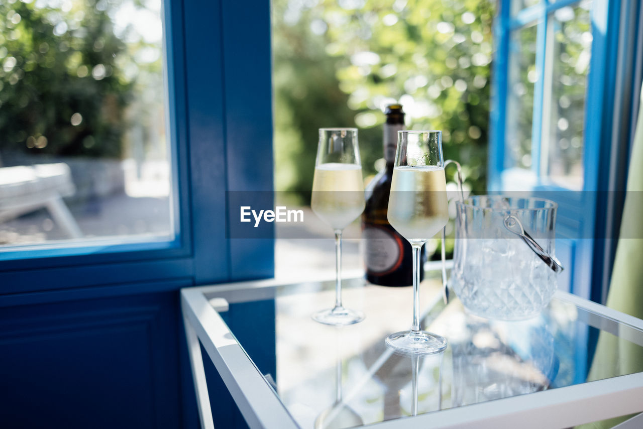 high angle view of drink on table