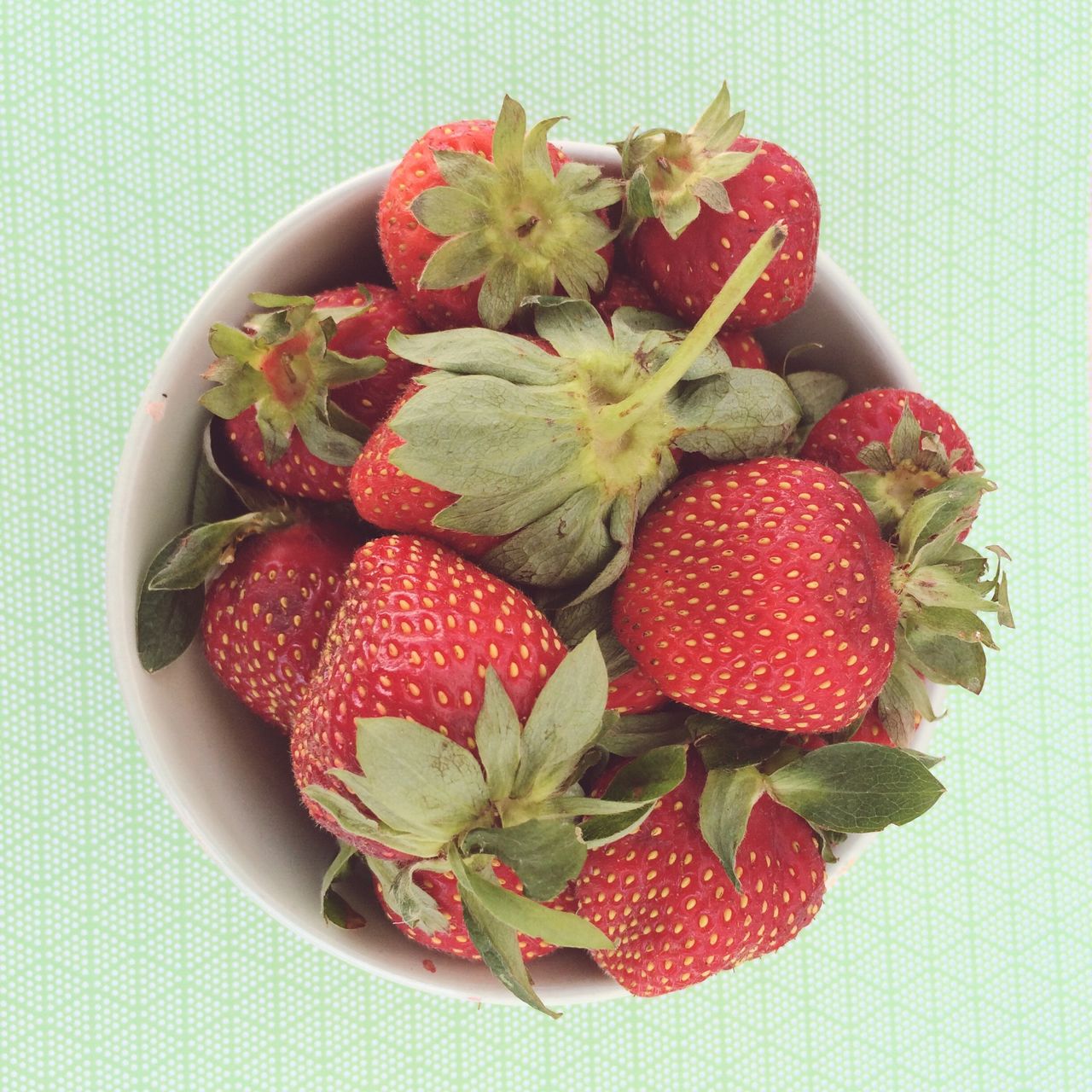 Close-up high angle view of strawberries