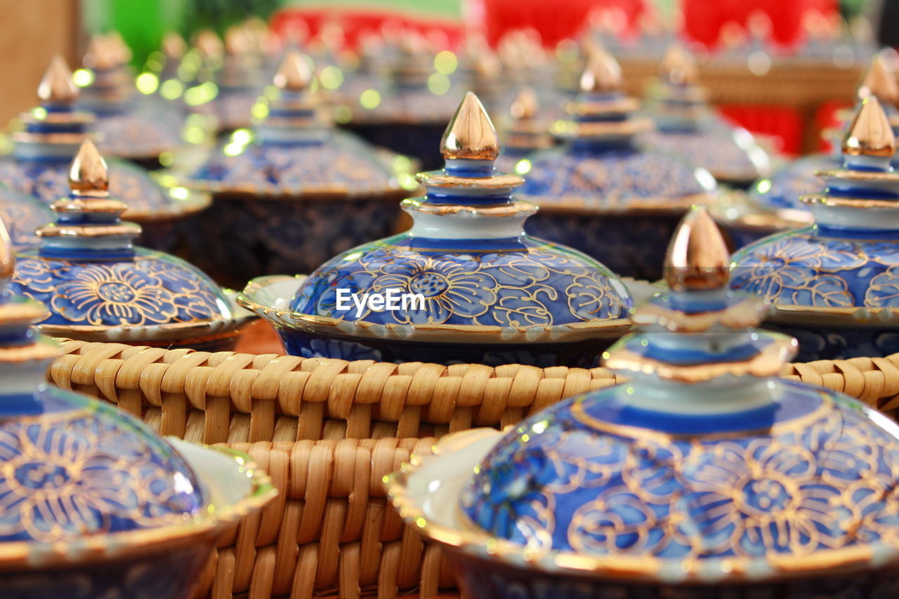 Close-up of crockery on table