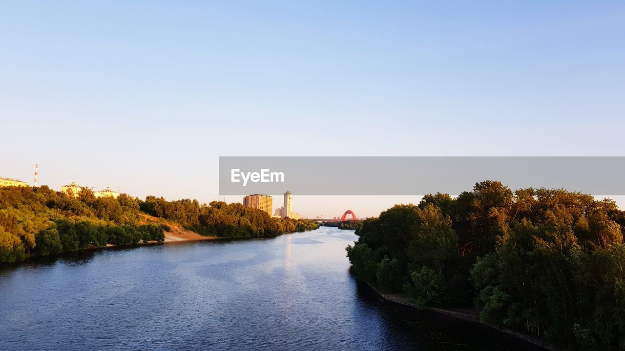 Scenic view of river against clear sky