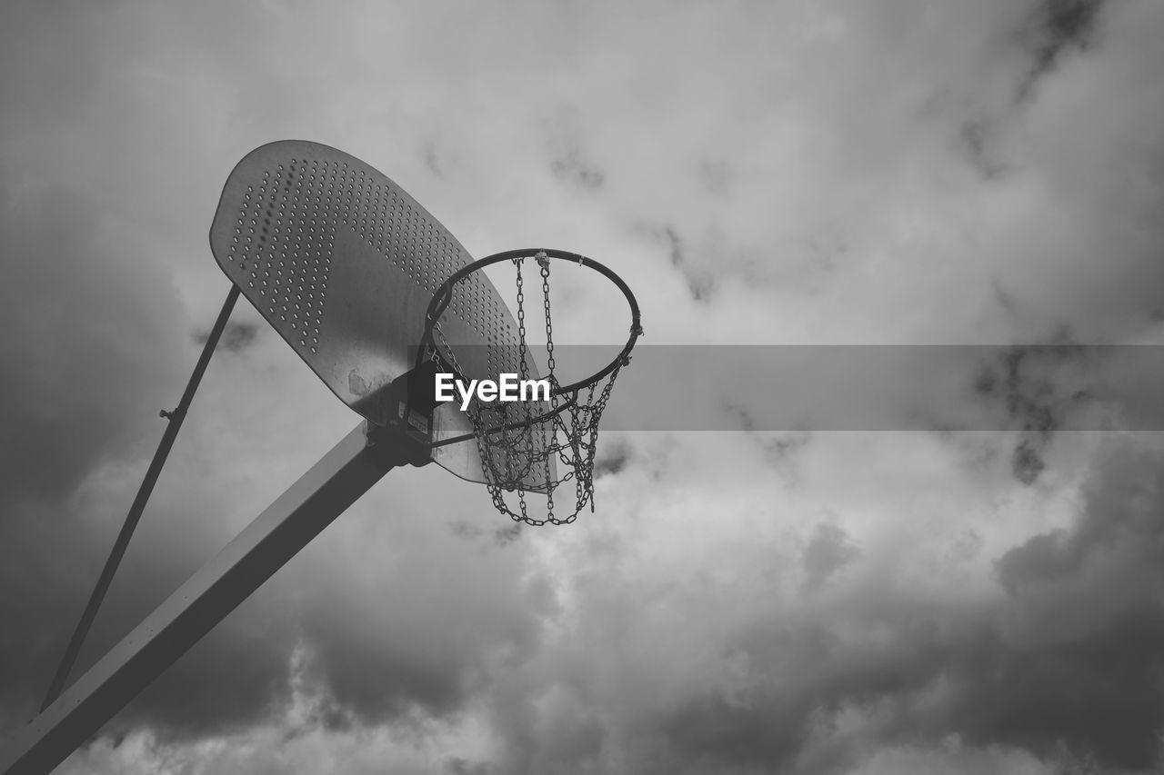 Low angle view of basketball hoop against sky