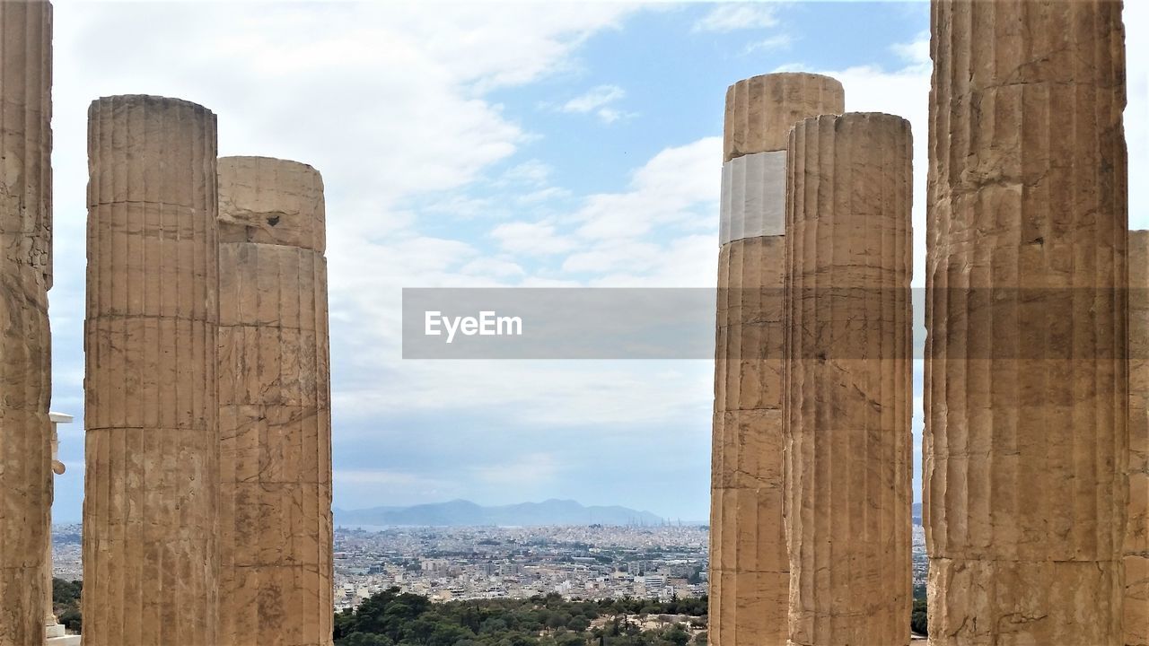 Greek antiquity, hellenism. 2,500-year-old parthenon marble temple on the acropolis.  doric columns.