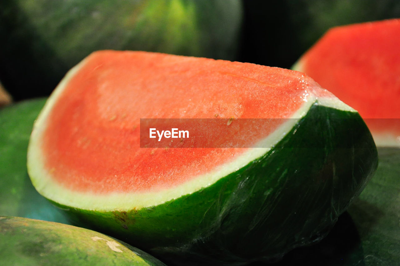 Close-up of sliced watermelons