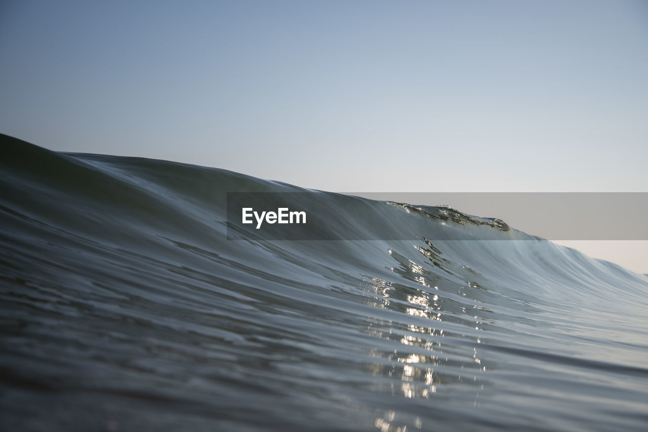 Close-up of water splashing against clear sky