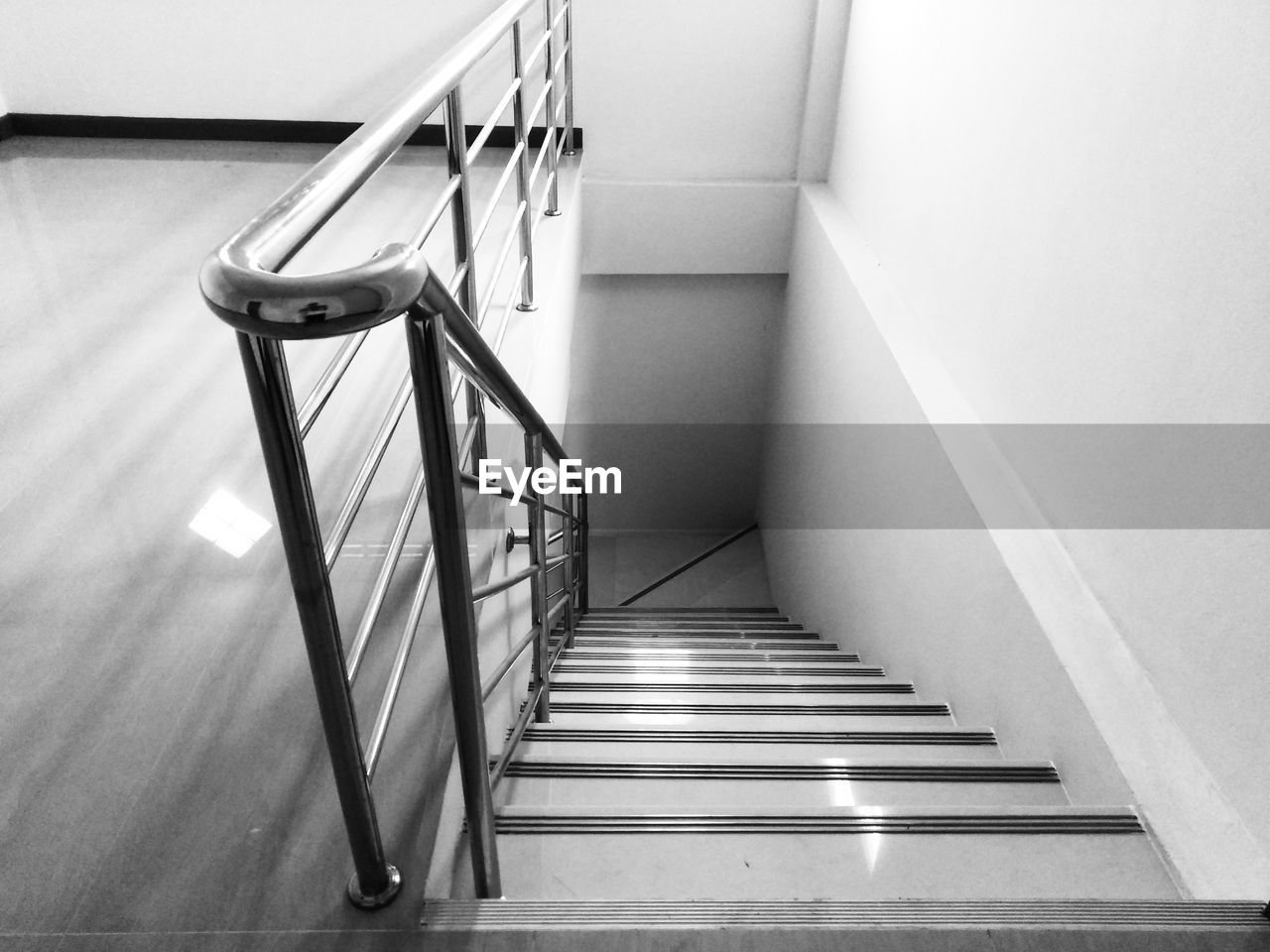 High angle view of staircase in building