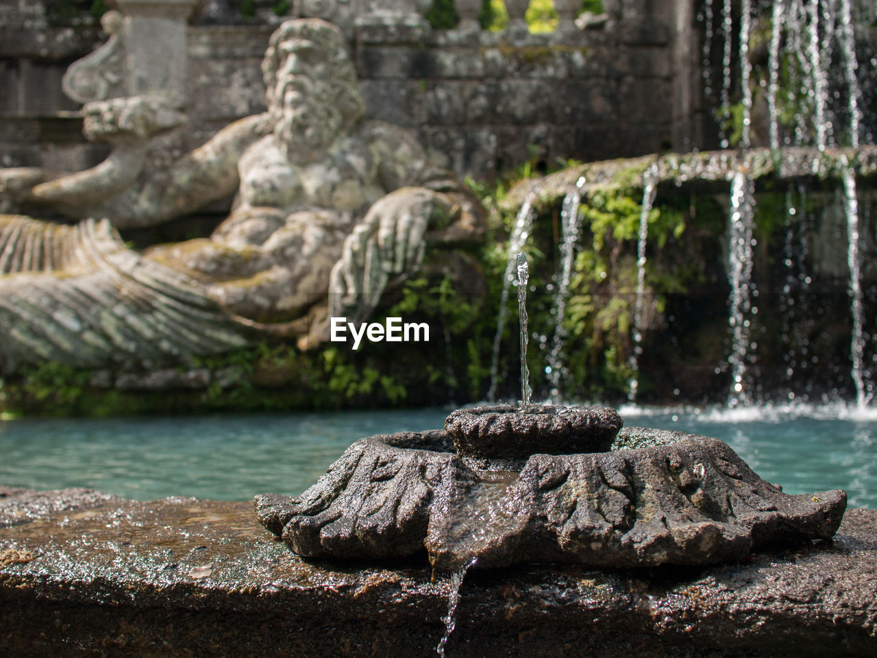 Statue fountain in garden