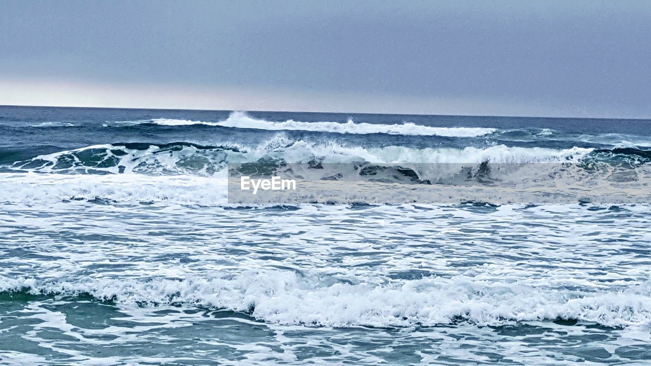 Scenic view of sea against clear sky