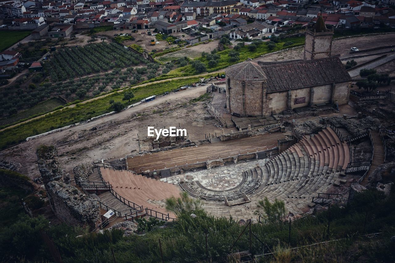 high angle view of buildings in city