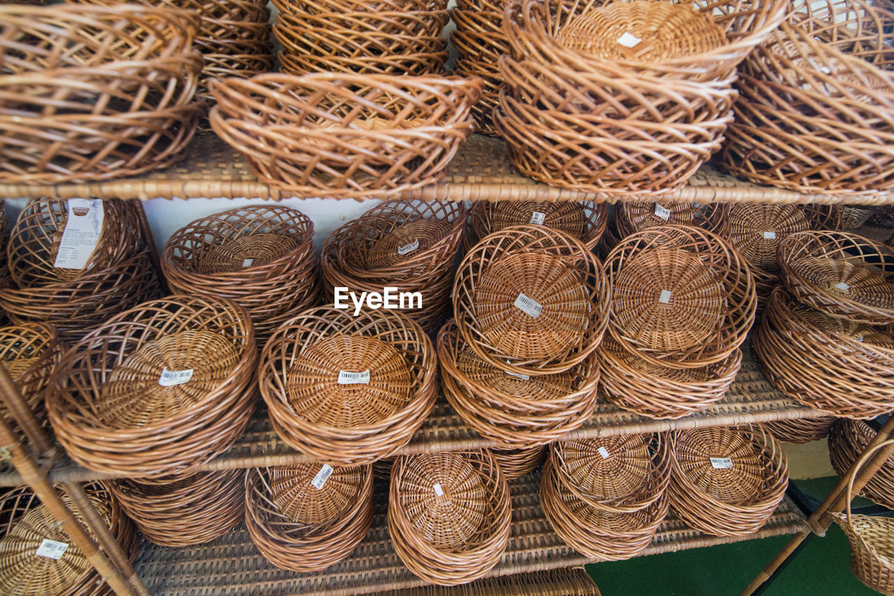 FULL FRAME SHOT OF WICKER BASKET FOR SALE