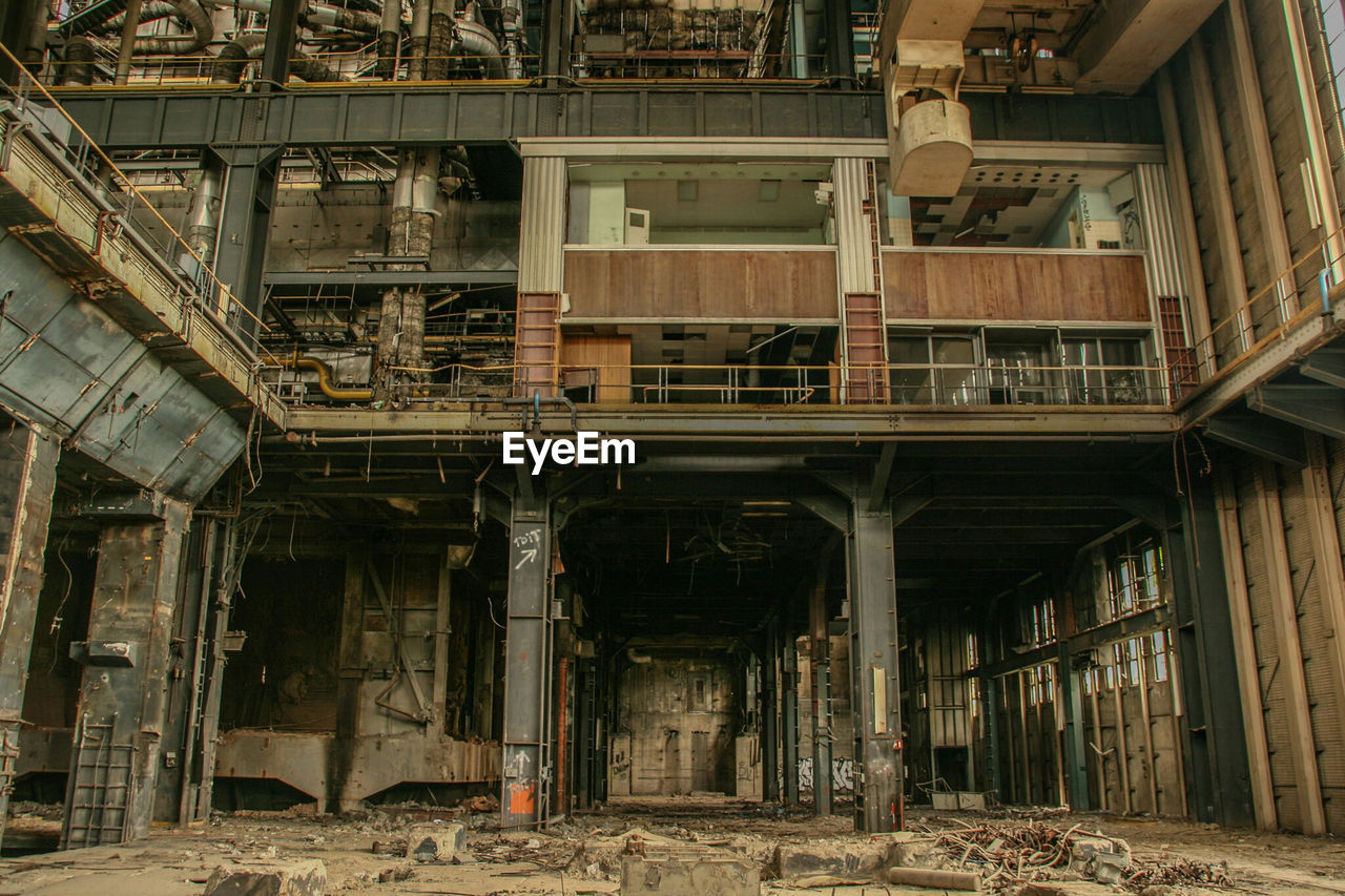 Low angle view of abandoned factory