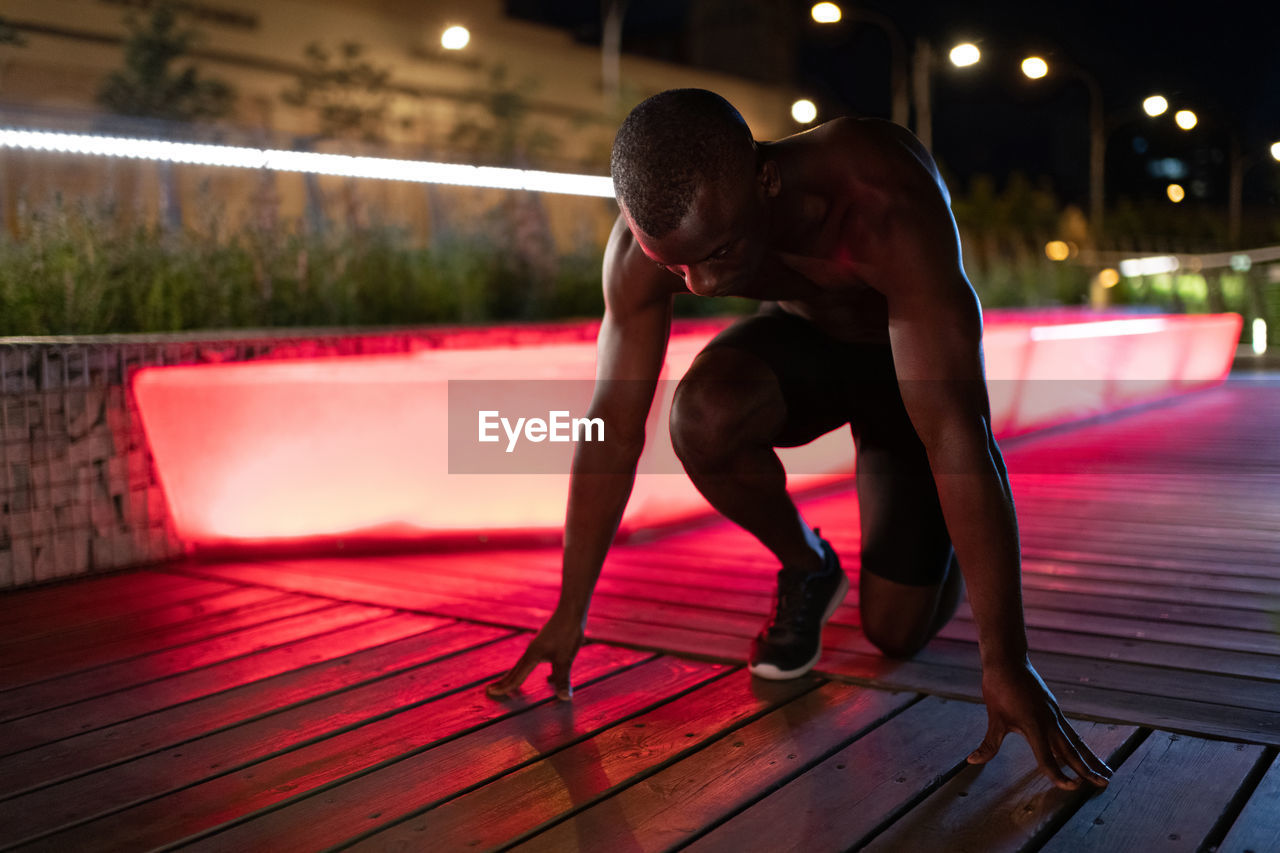 Black athlete ready to run