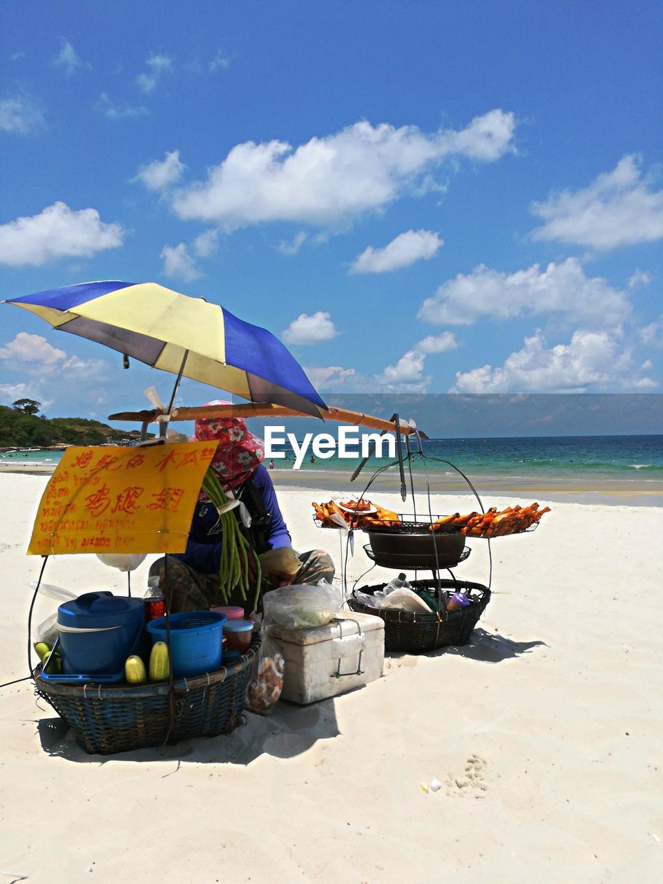 MAN ON BEACH AGAINST SKY