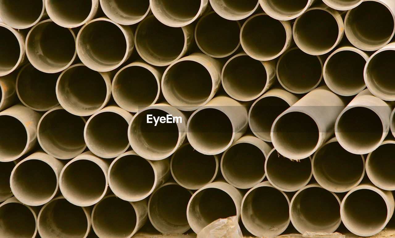 Full frame shot of pipes at construction site