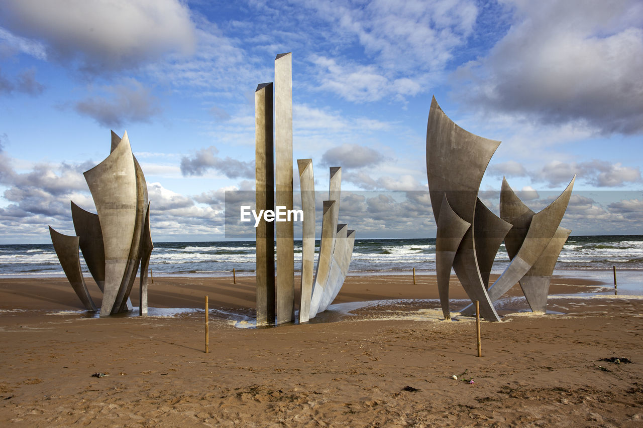 Scenic view of beach against sky. omaha beach, normandy