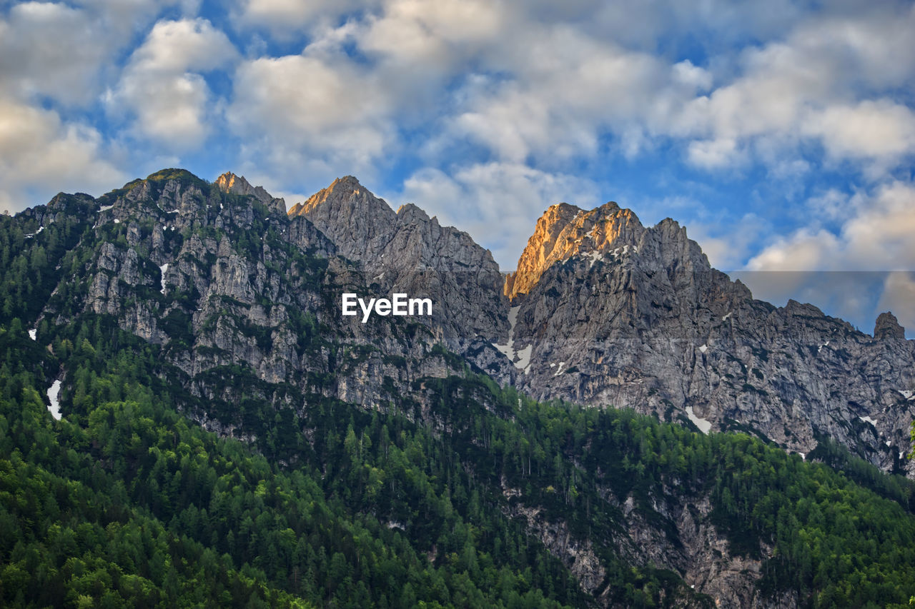 Scenic view of rocky mountains against sky