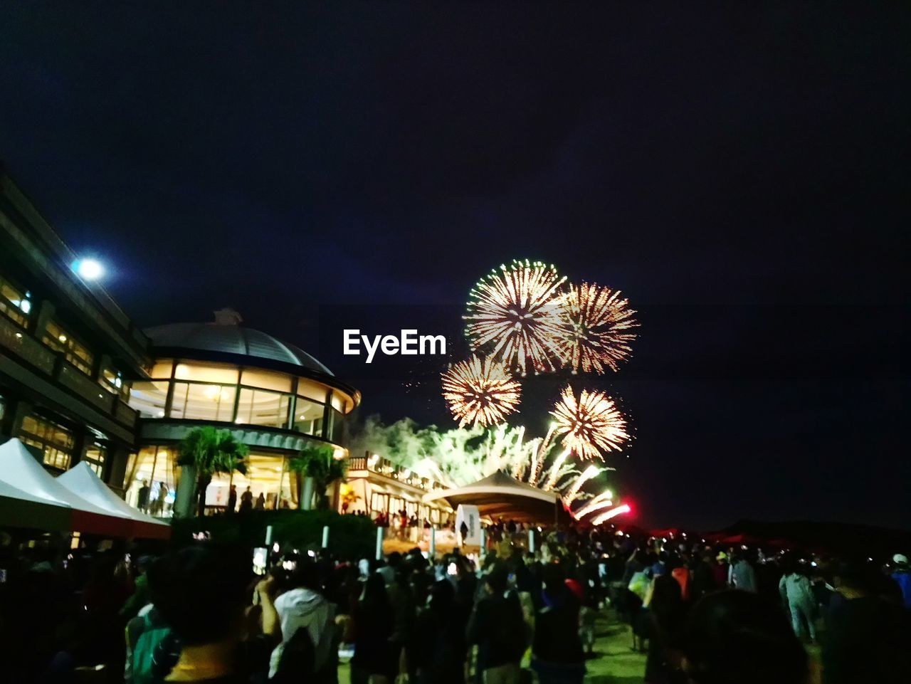 FIREWORK DISPLAY AGAINST SKY