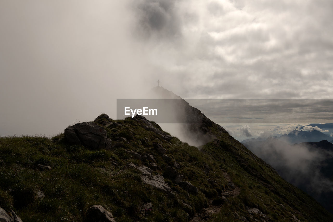 Scenic view of rocky mountains against sky