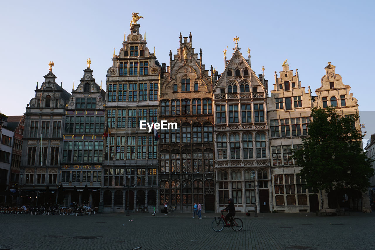 Low angle view of historical building. city of antwerp, belgium
