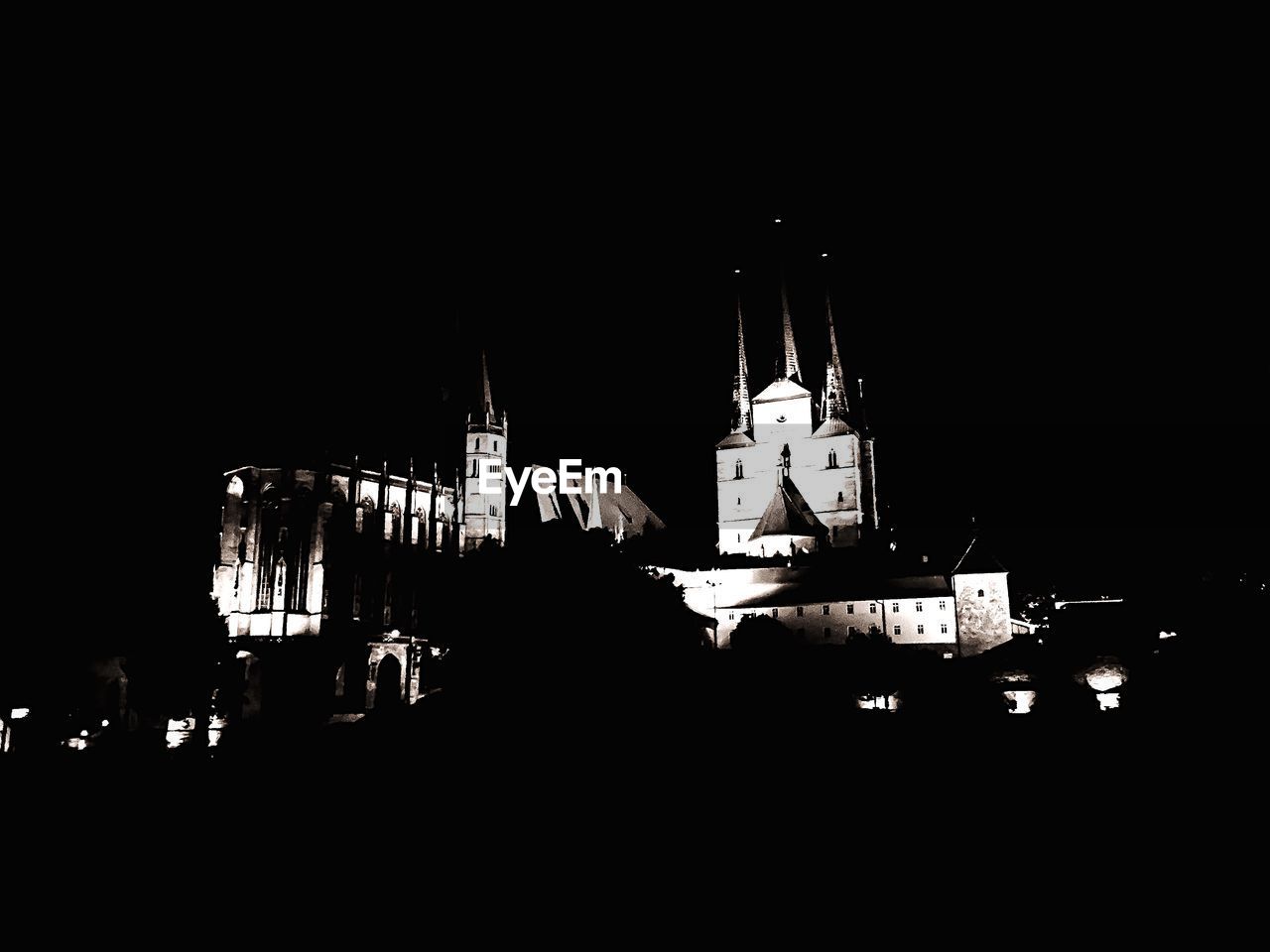 Low angle view of st mary cathedral at night