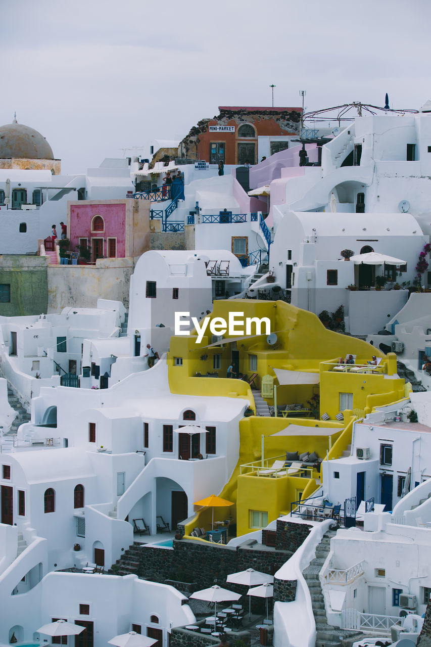 High angle view of buildings in city