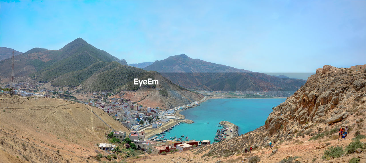 HIGH ANGLE VIEW OF SEA AGAINST BLUE SKY