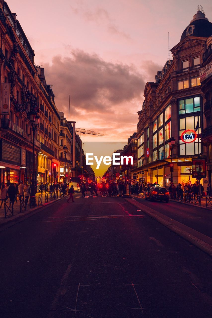 CITY STREET AT SUNSET