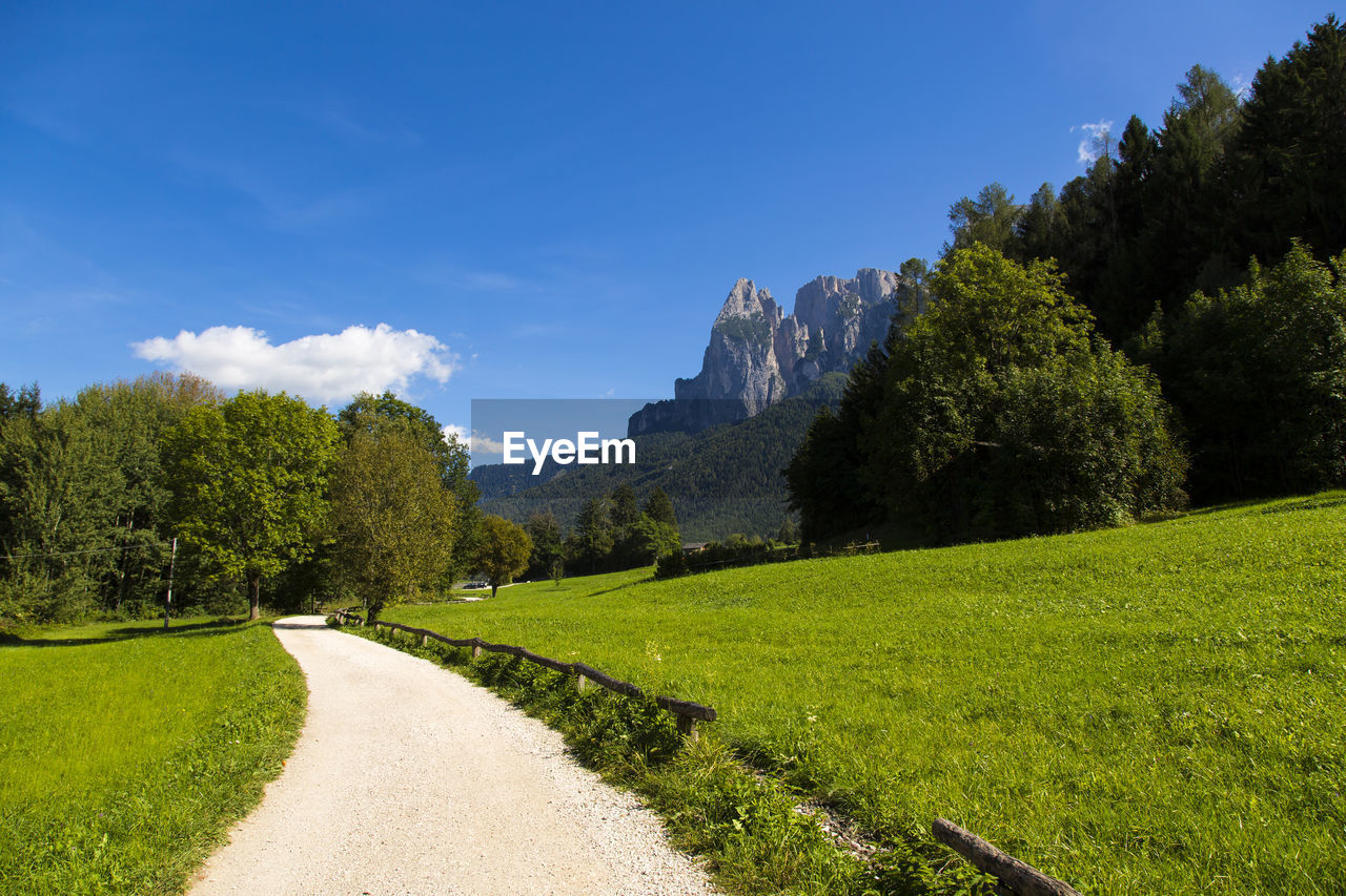 Scenic view of green landscape against blue sky