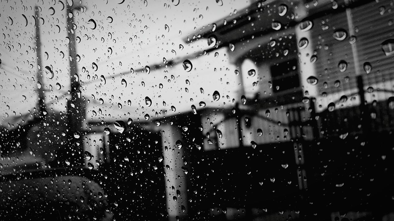 Close-up of raindrops on glass window