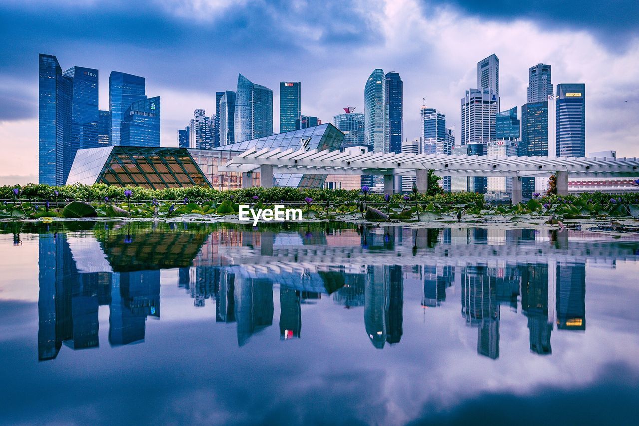 Reflection of buildings in city