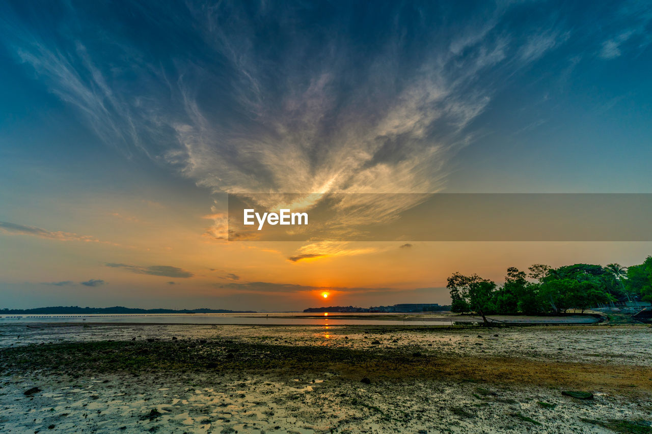 SCENIC VIEW OF SUNSET OVER SEA