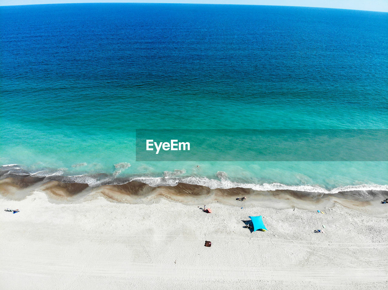 High angle view of people on beach