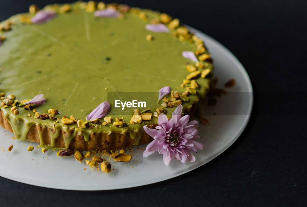 high angle view of food in plate on table