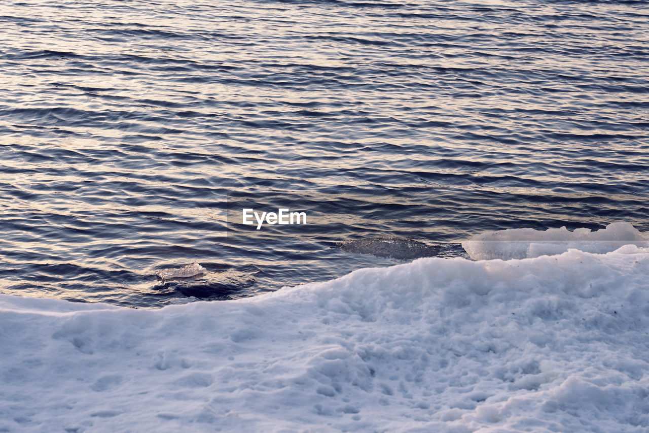 HIGH ANGLE VIEW OF SURF ON SEA