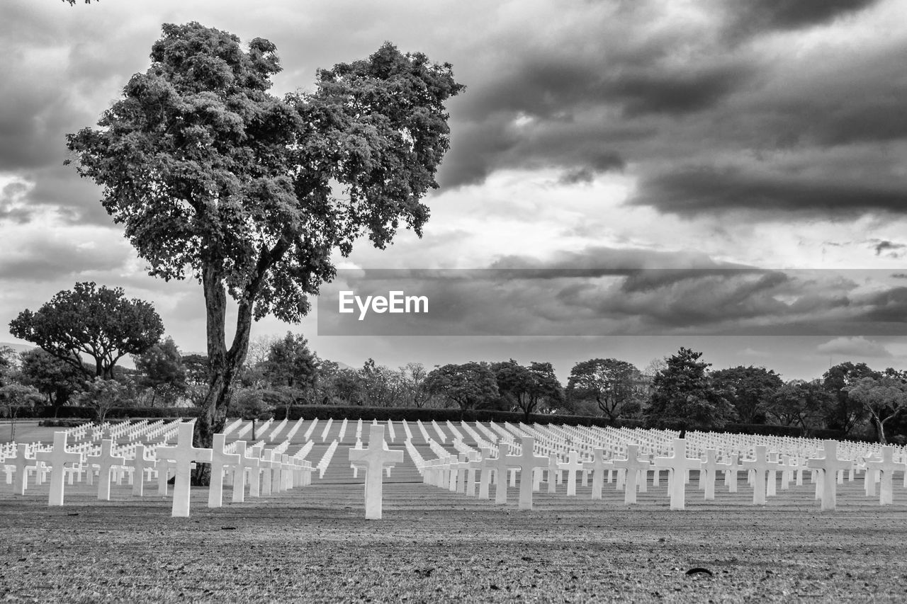 Cemetery against sky