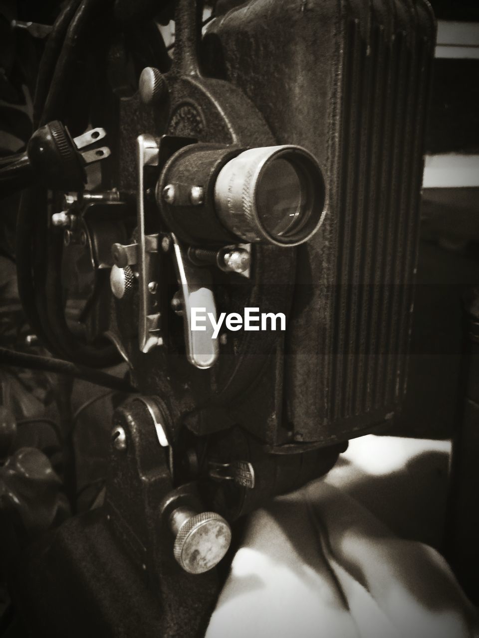 Close-up of movie camera