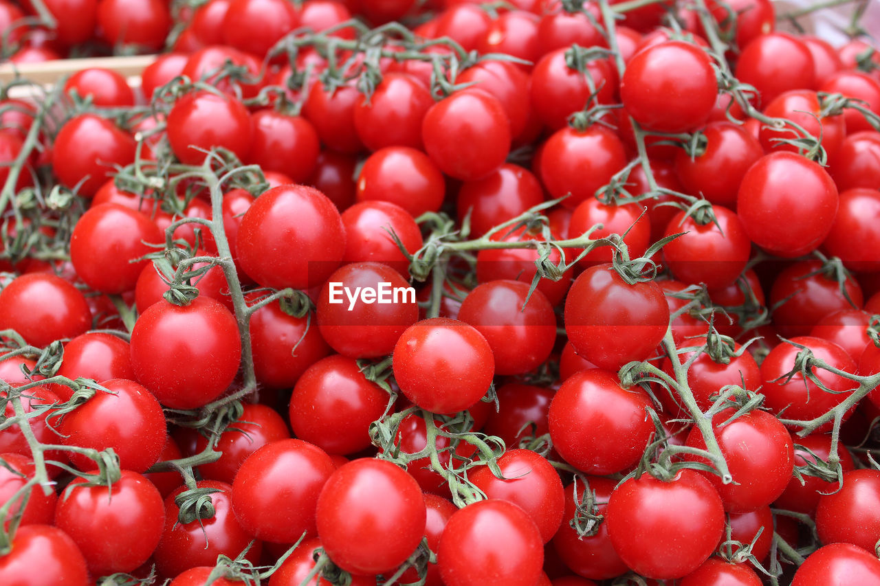 Ripe red tomatoes in a market 