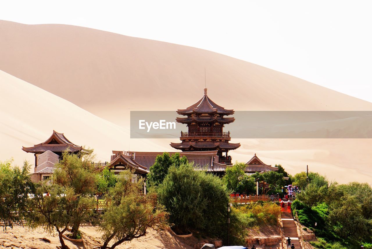 Landscape of temple building against sky